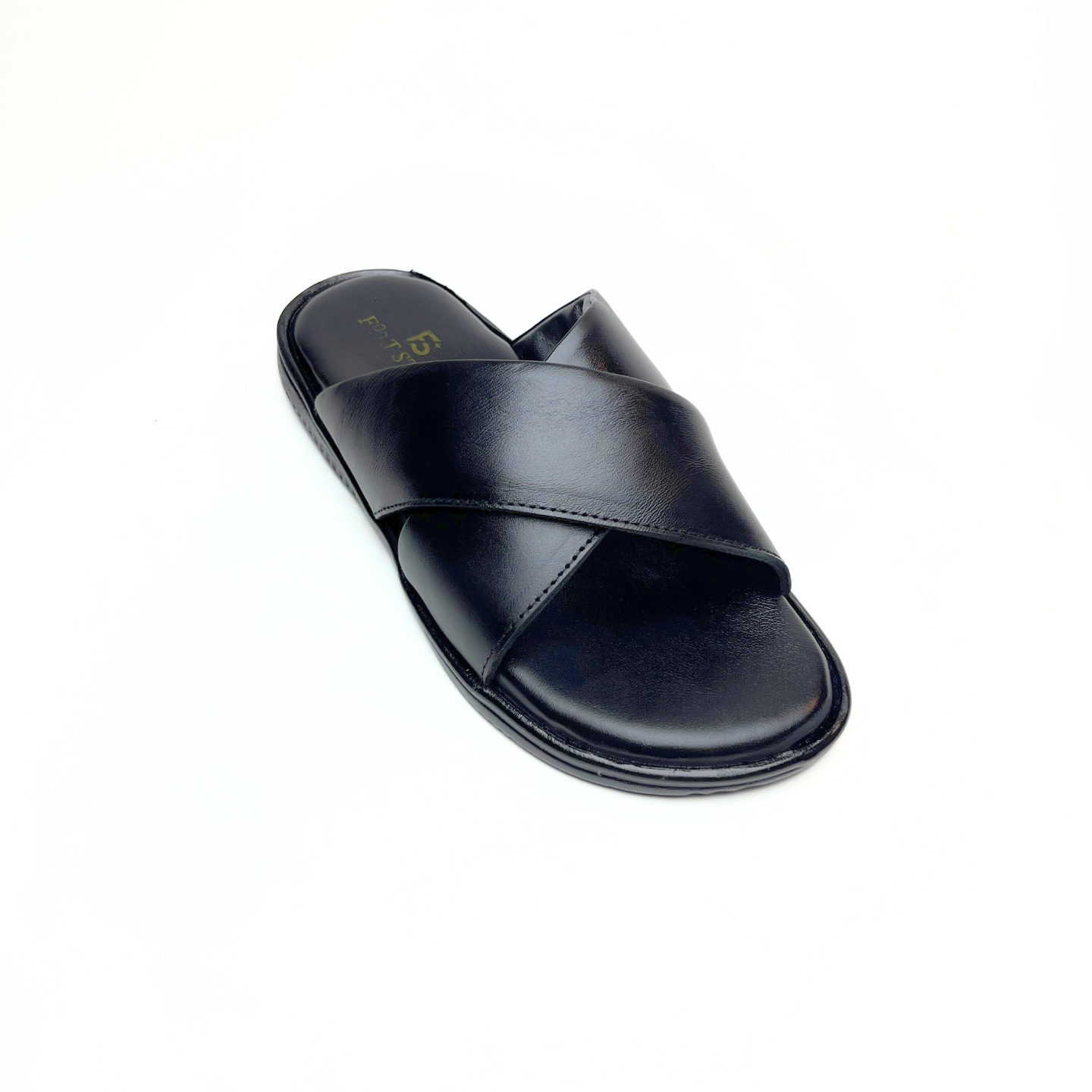 Cross Strap Leather Slippers
