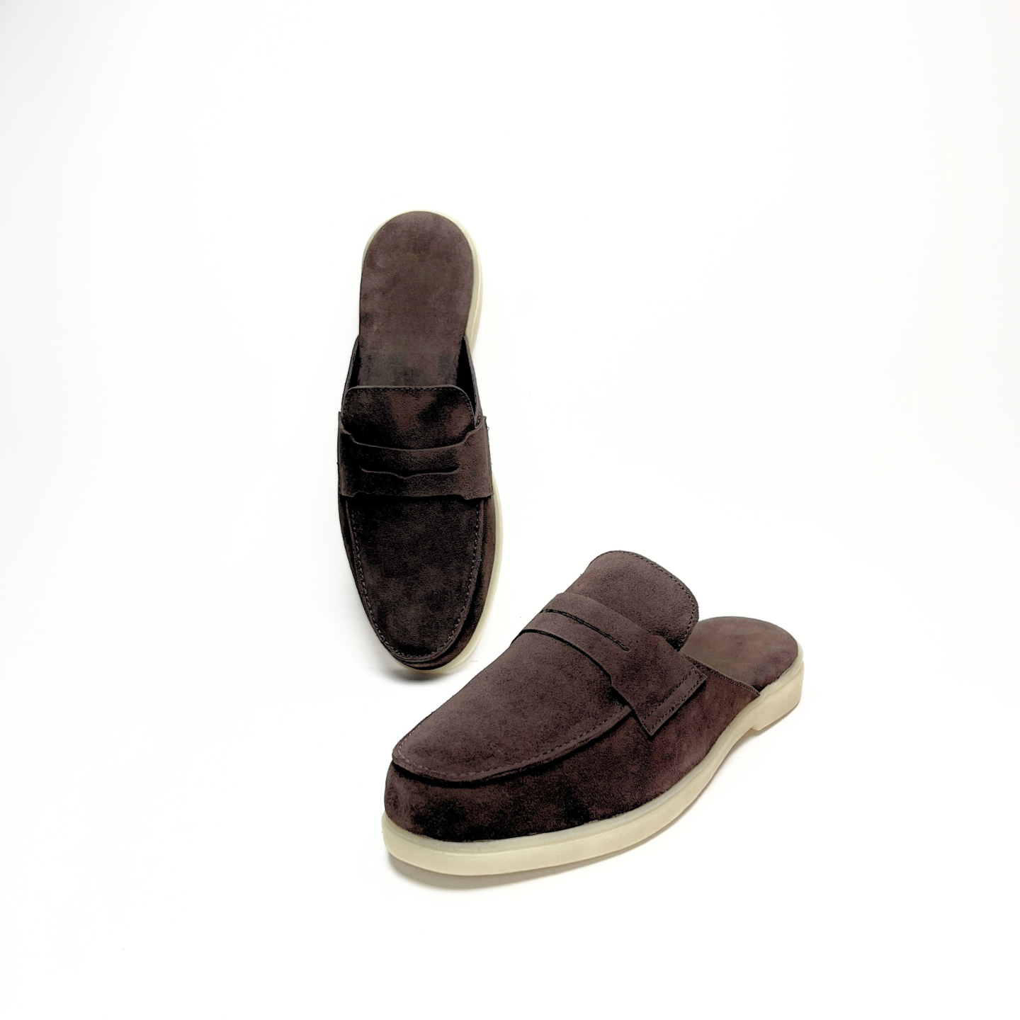 Old Money Suede Leather Mules (Brown)
