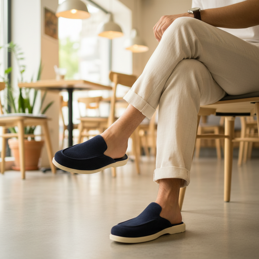 Old Money Suede Leather Mules (Blue)