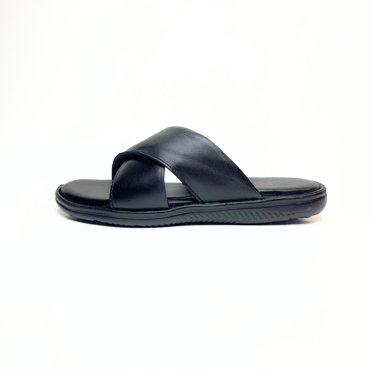 Cross Strap Leather Slippers