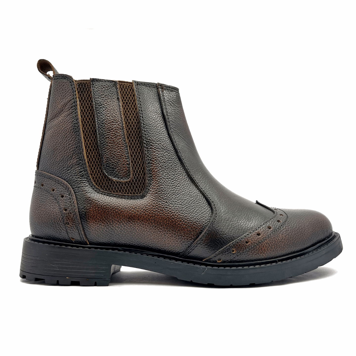 Mens MARSHAL Classic Full Grain Leather Chelsea Boot with Chain (2867)