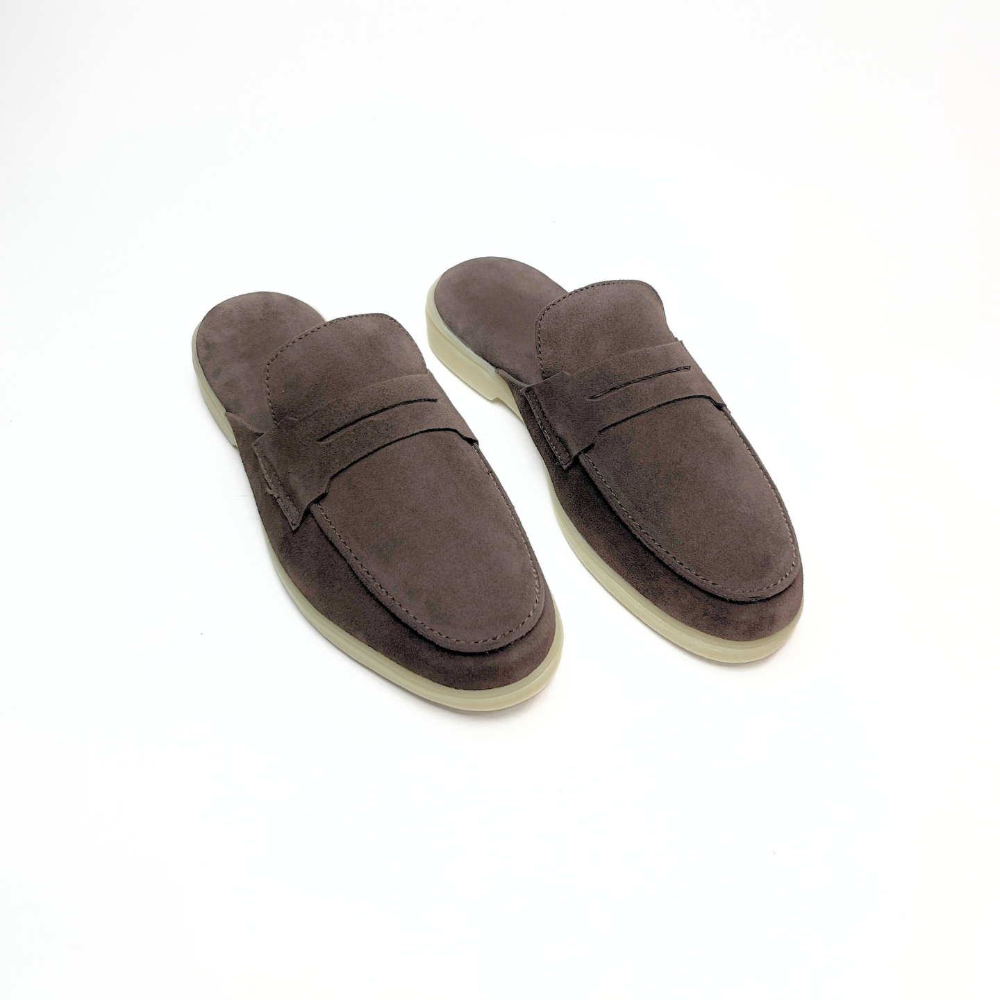Old Money Suede Leather Mules (Brown)