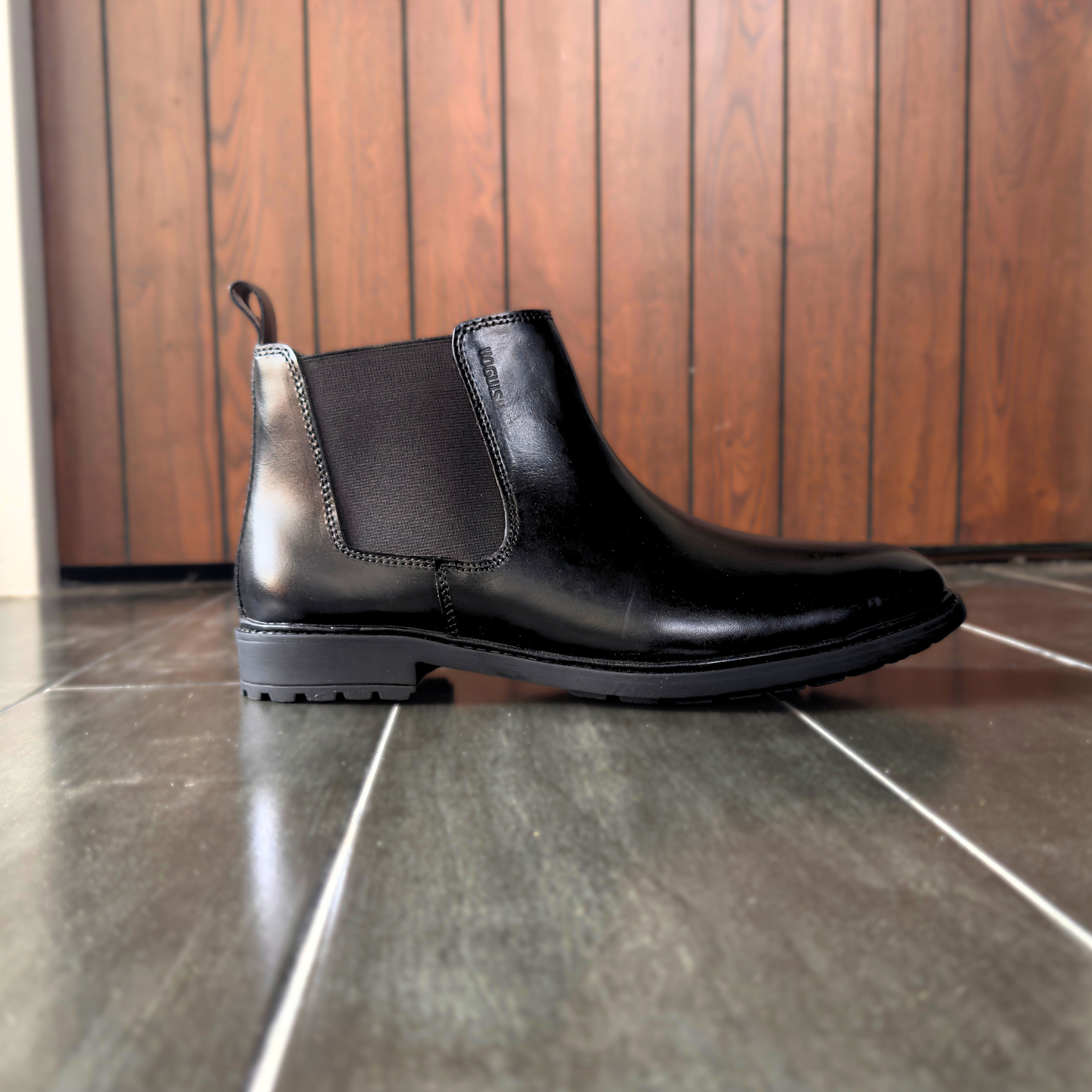 Leather Chelsea Boots Elastic (Black)