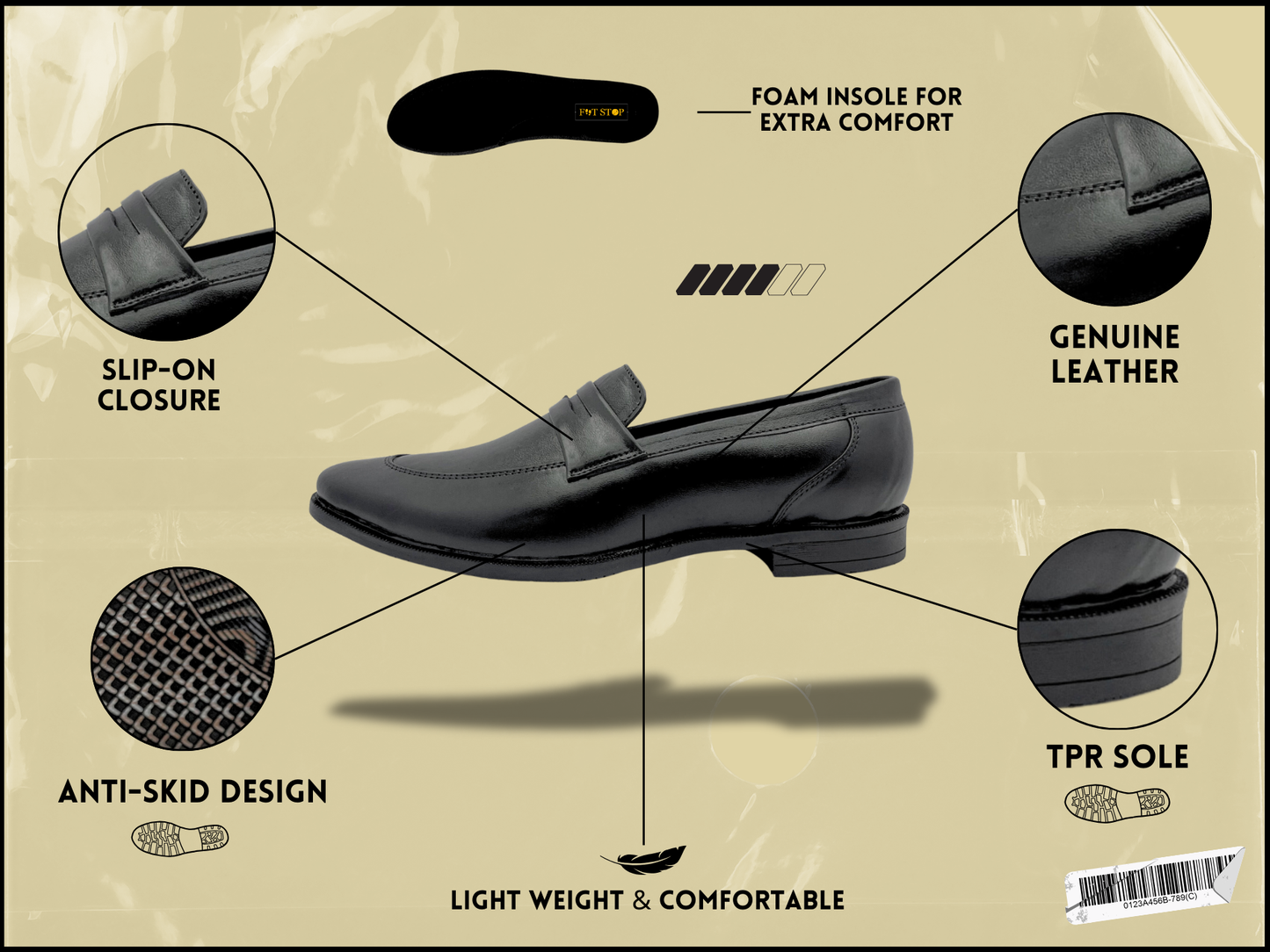 Penny Loafer With Double Stitched Welts for Men (Black)