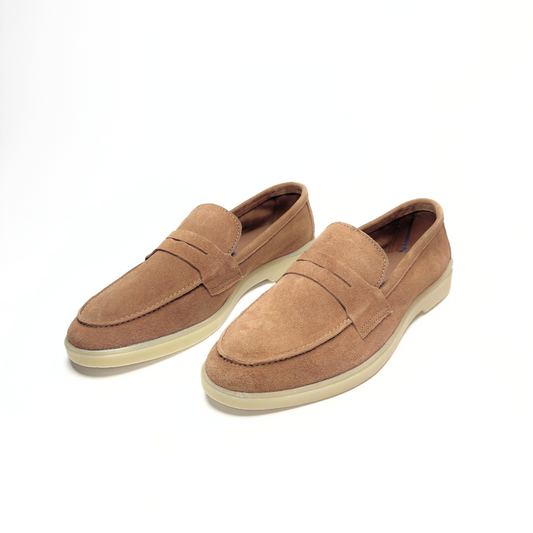 Old Money Suede Leather Loafers (Light Brown Strap)