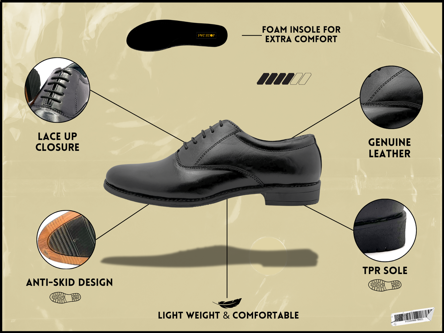 Handcrafted Oxford Black Formal Lace-up Derby Shoes (Black)