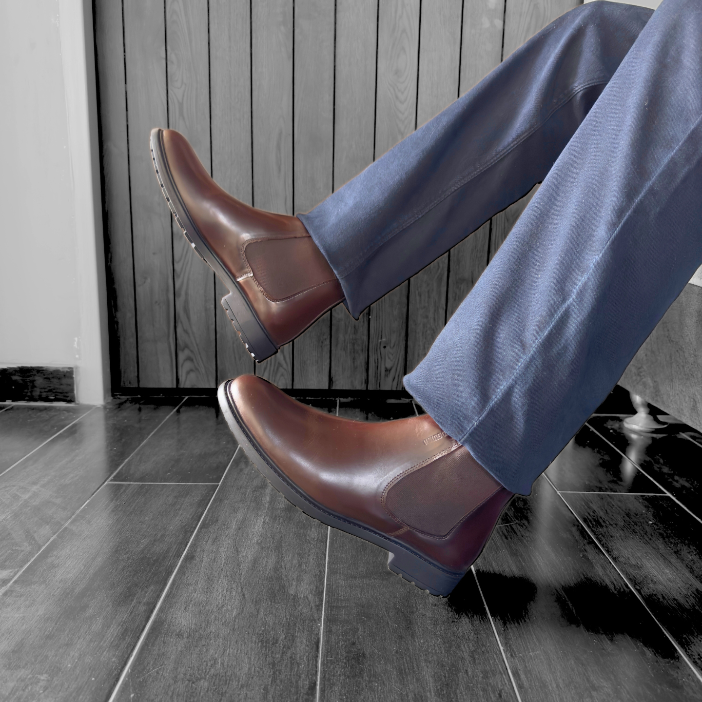 Leather Chelsea Boots Elastic (Brown)