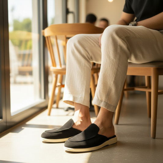 Old Money Suede Leather Mules (Black)