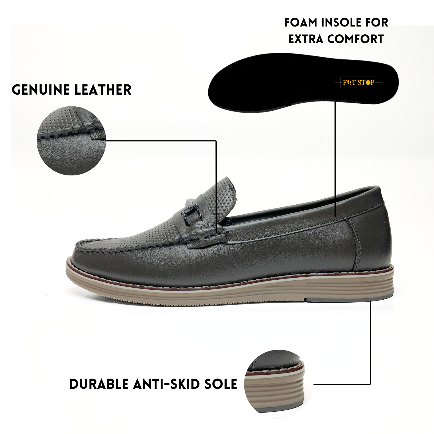 Stylish Olive Green Leather Loafers for Men - Premium Comfort & Elegance