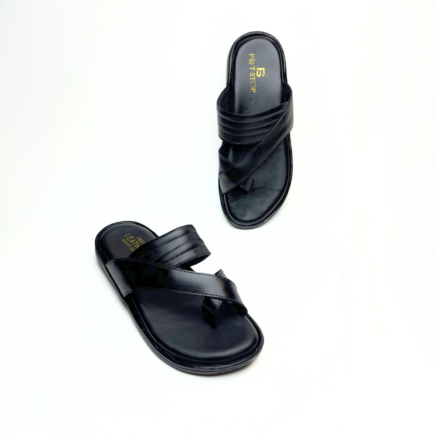 Cross Thumb Leather Slippers