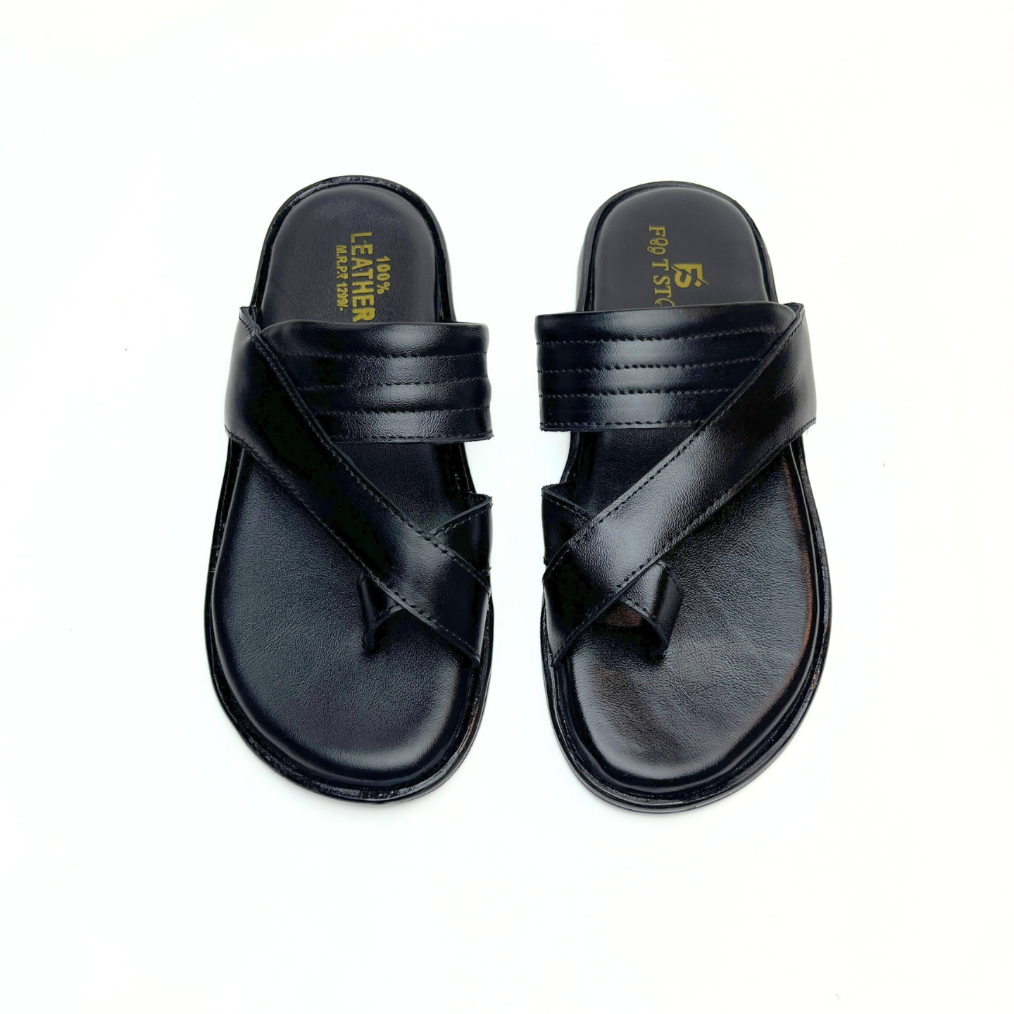 Cross Thumb Leather Slippers