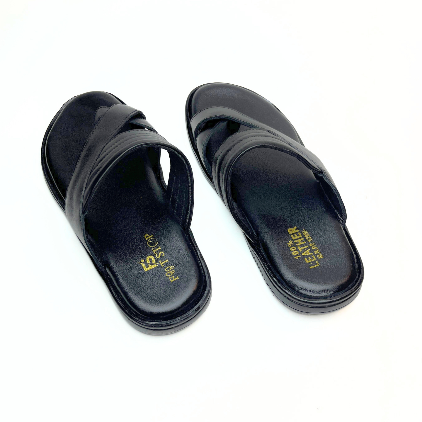 Cross Thumb Leather Slippers