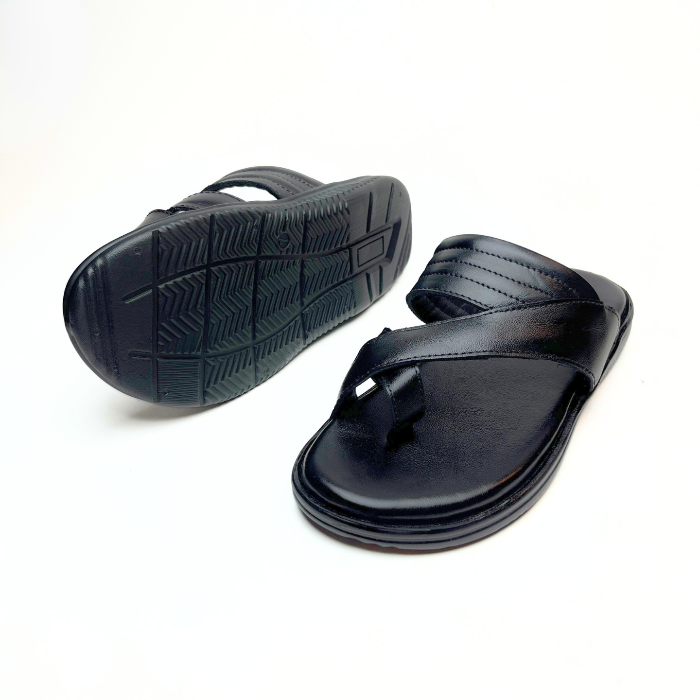 Cross Thumb Leather Slippers