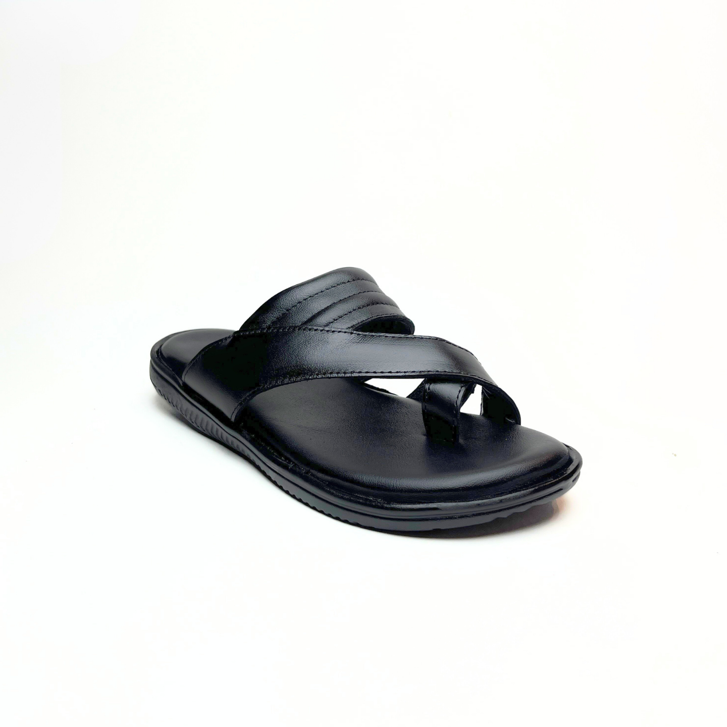 Cross Thumb Leather Slippers
