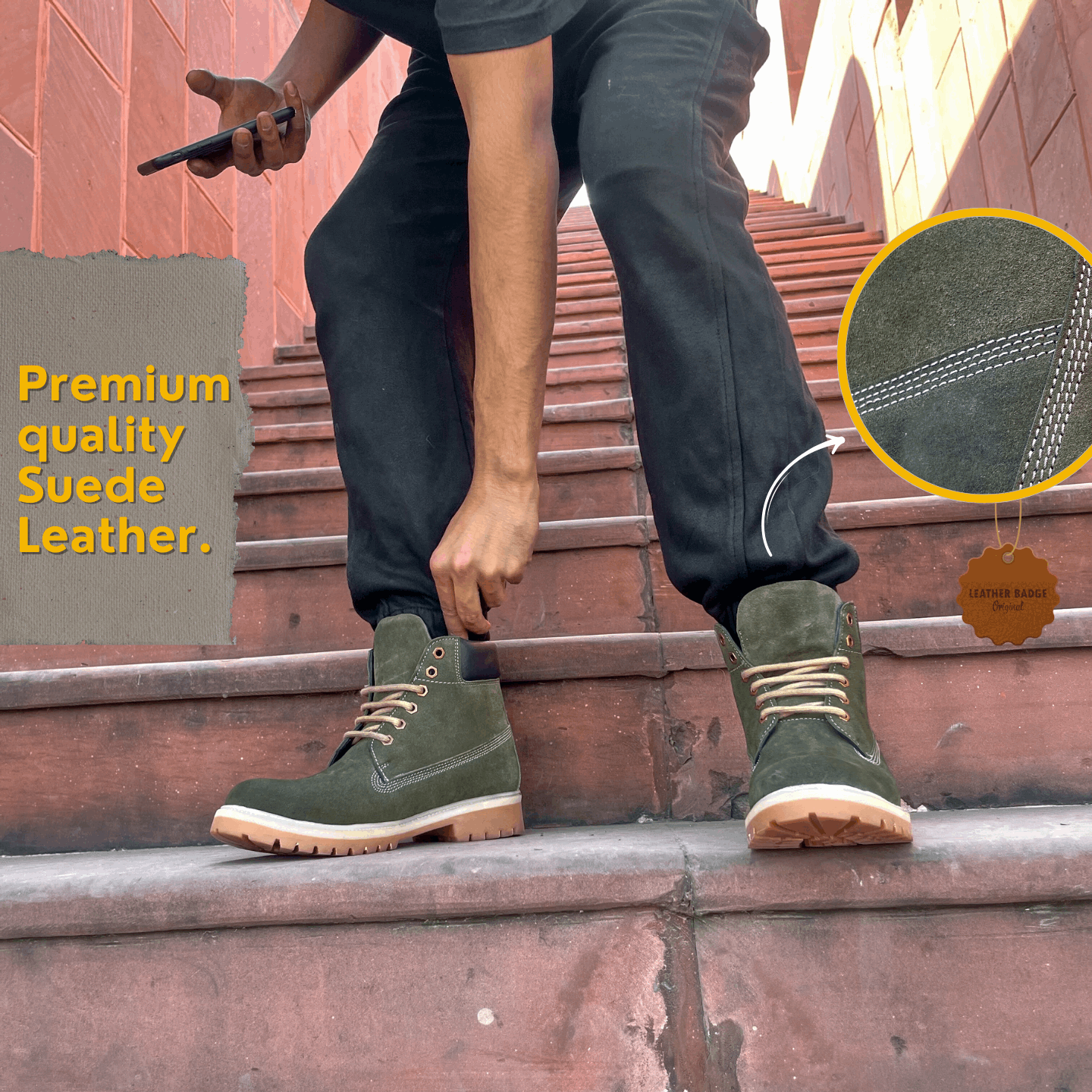 Men's BULLET Splash proof full Leather Classic Boots | Bike Riders Trekking Trails Backpacking and Hiking | All day wear