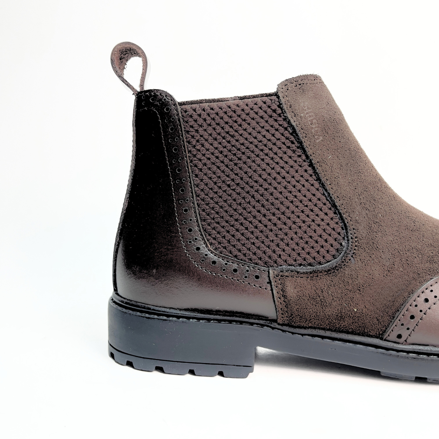 Leather Chelsea Brogue Boots (Brown)
