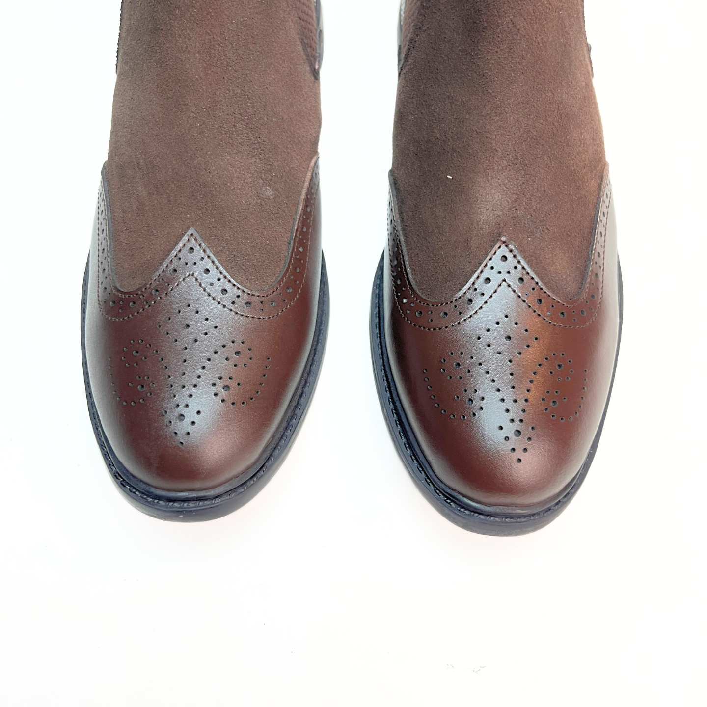 Leather Chelsea Brogue Boots (Brown)