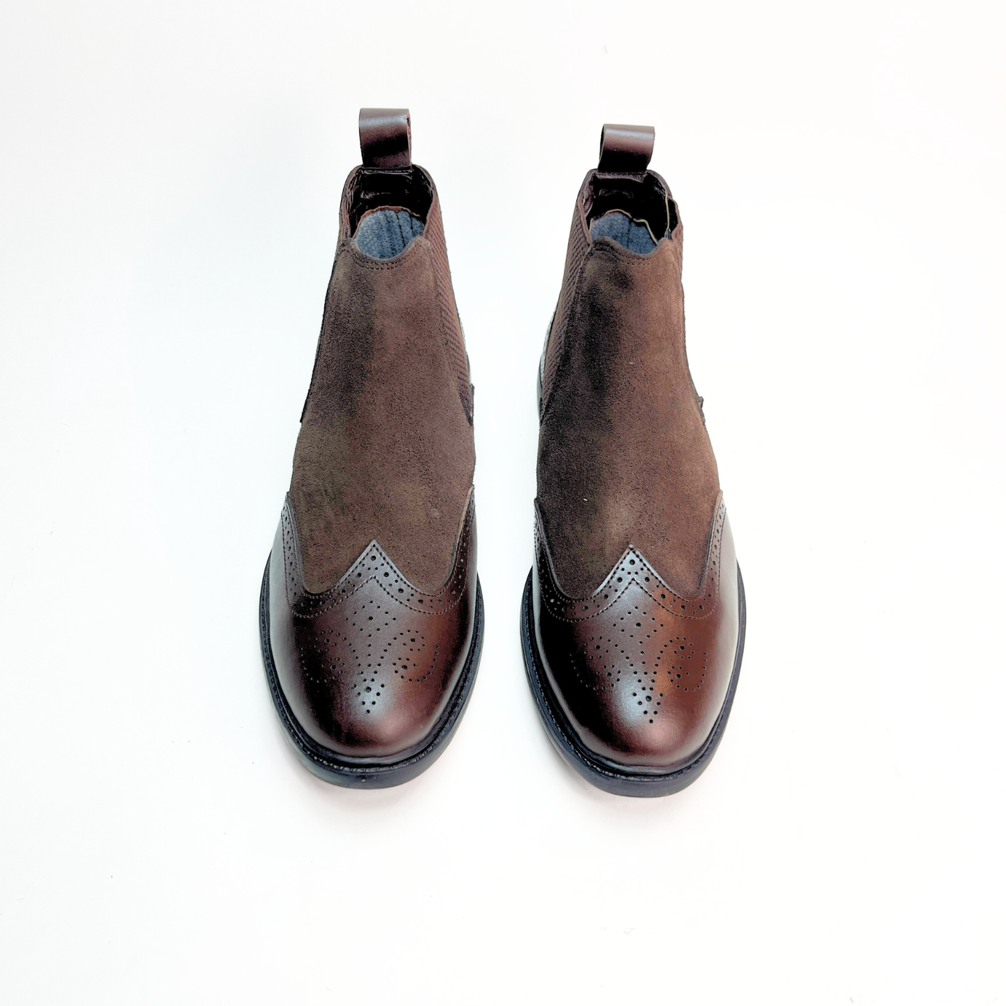 Leather Chelsea Brogue Boots (Brown)
