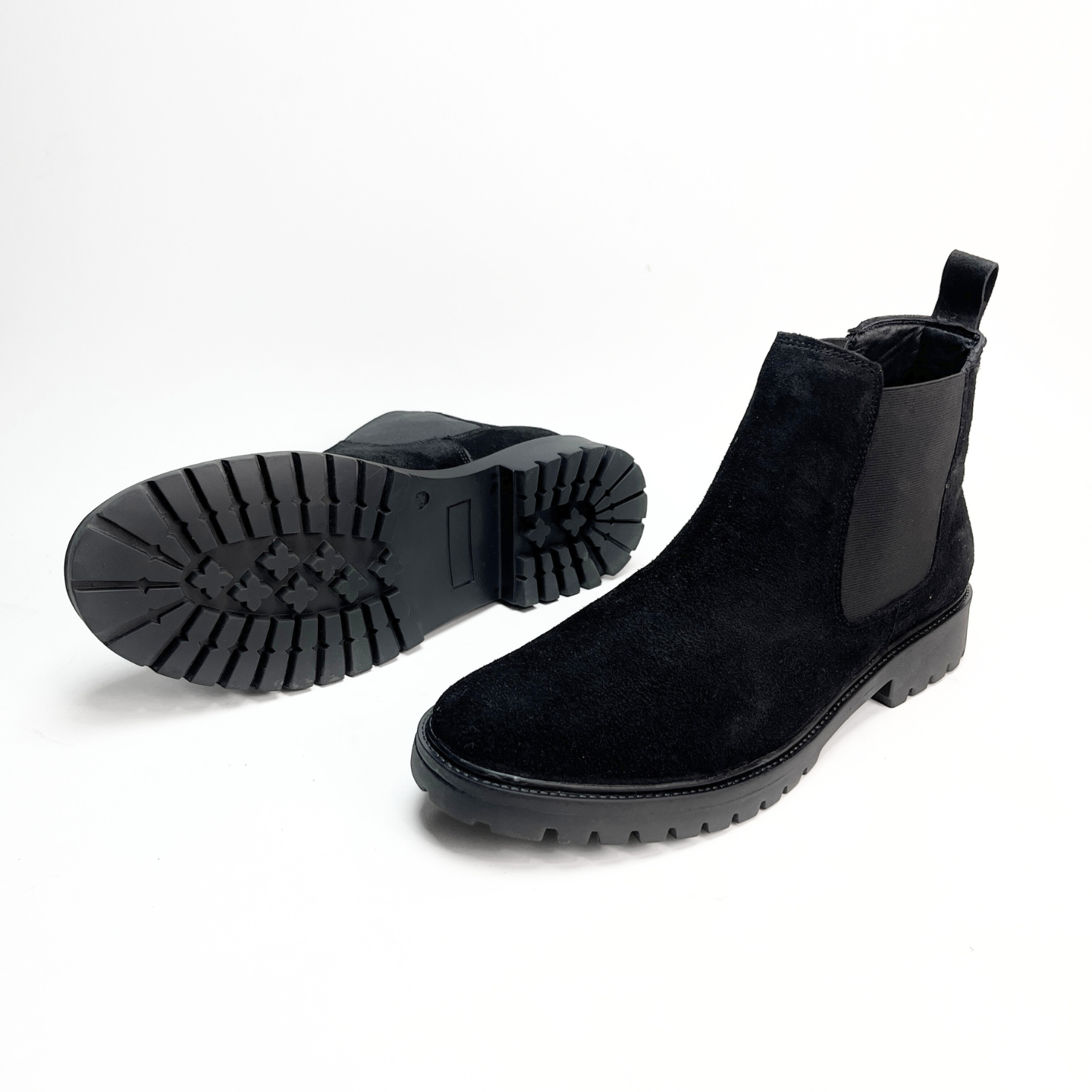 Leather Chelsea Suede Boots (Black)