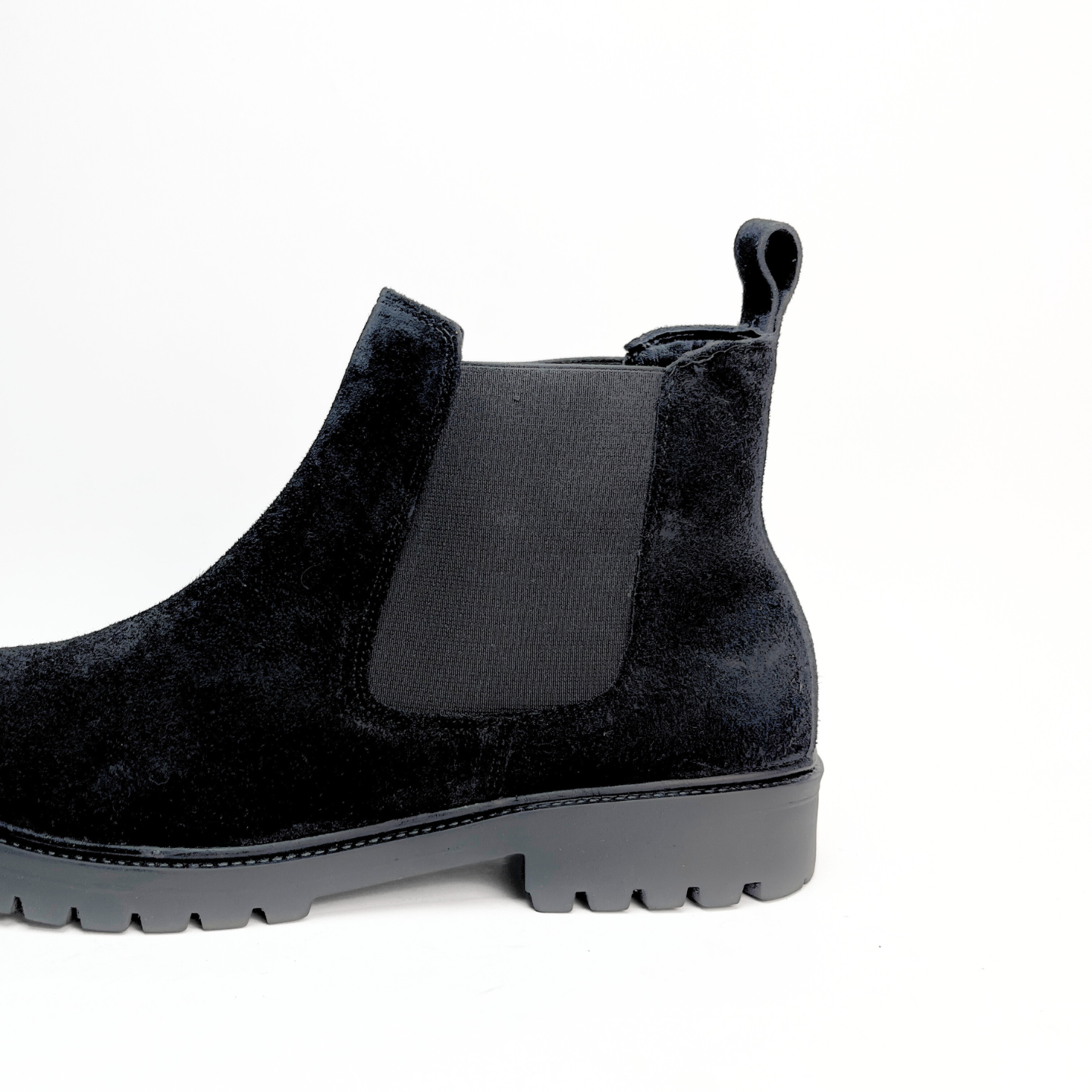 Leather Chelsea Suede Boots (Black)
