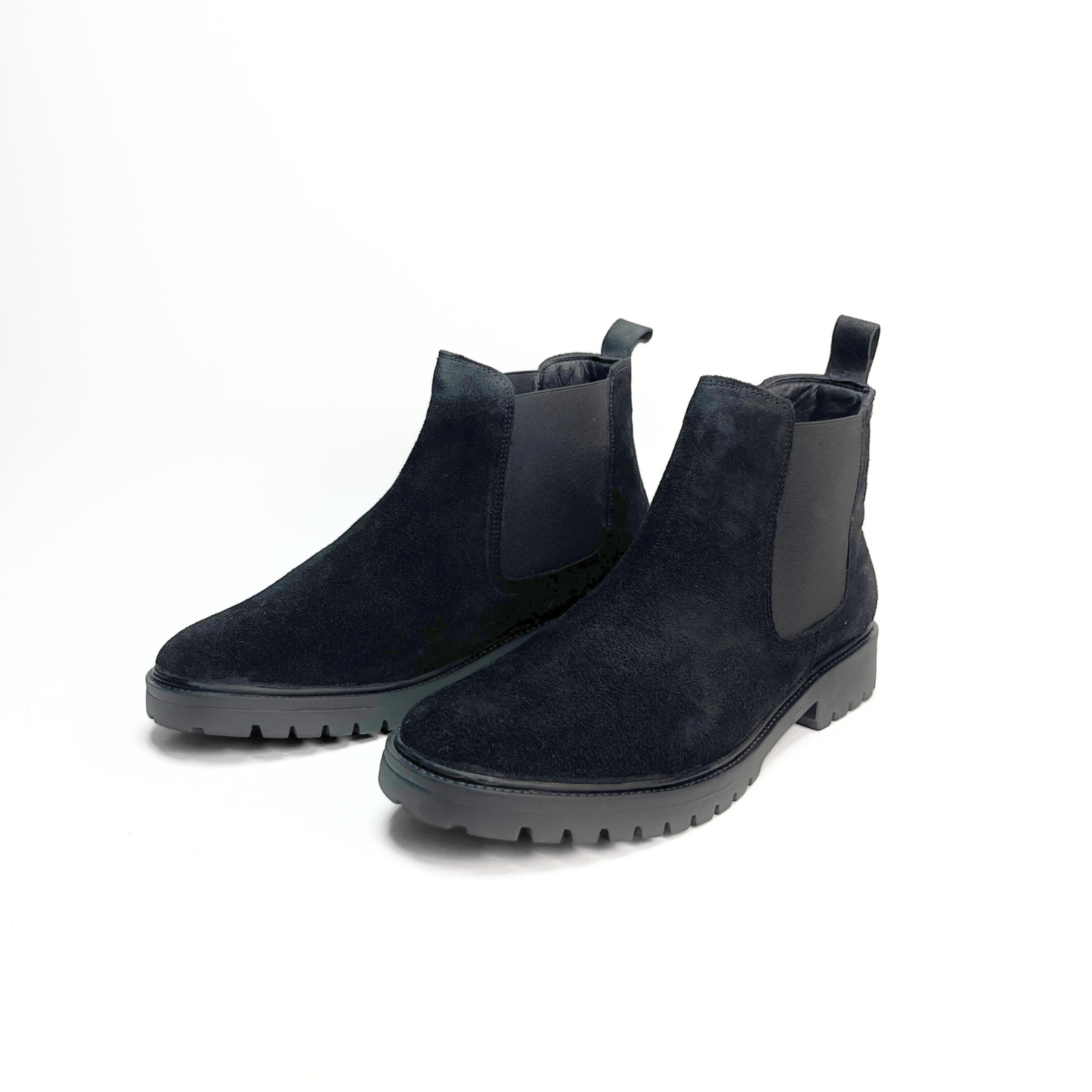 Leather Chelsea Suede Boots (Black)