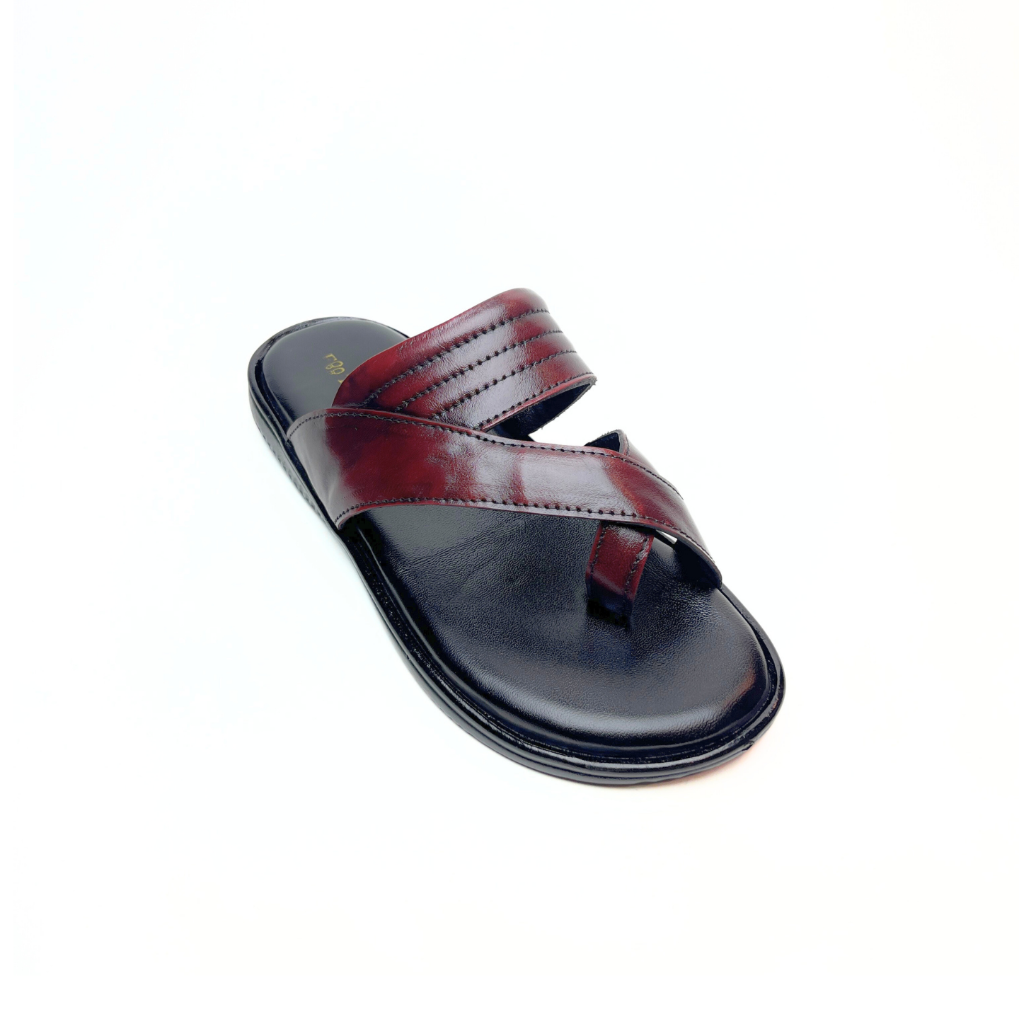 Cross Thumb Leather Slippers (Vine)