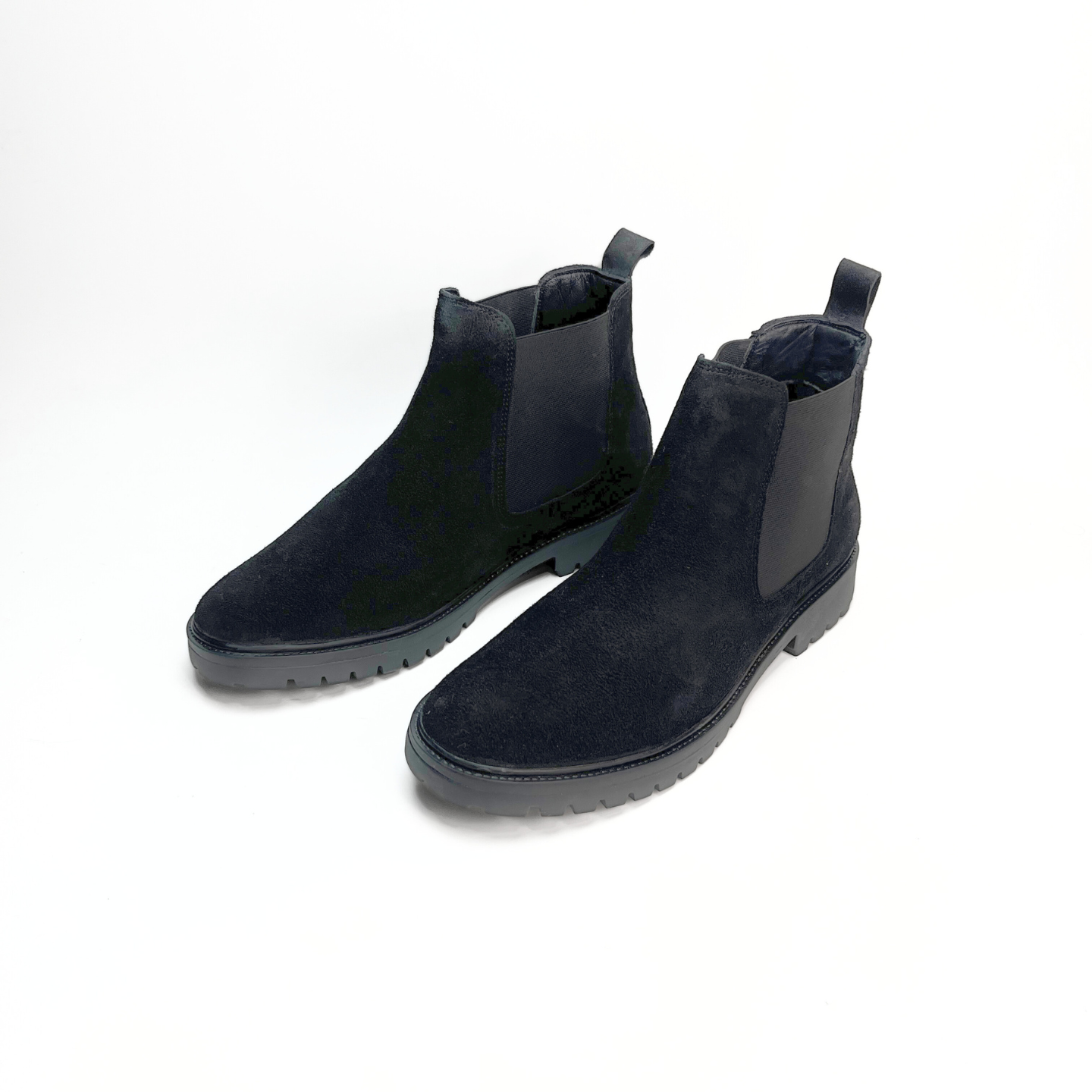 Leather Chelsea Suede Boots (Black)