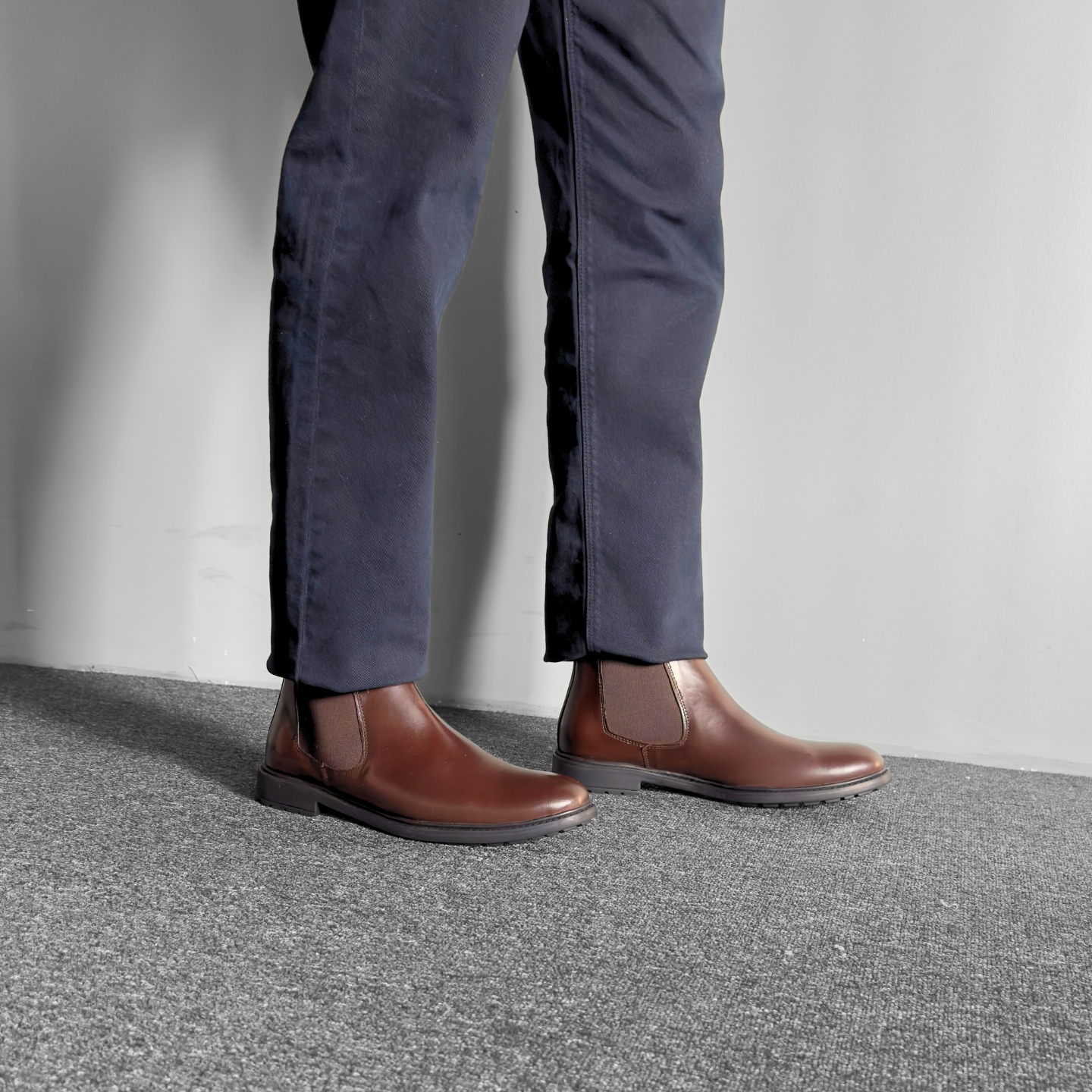 Leather Chelsea Boots Elastic (Brown)