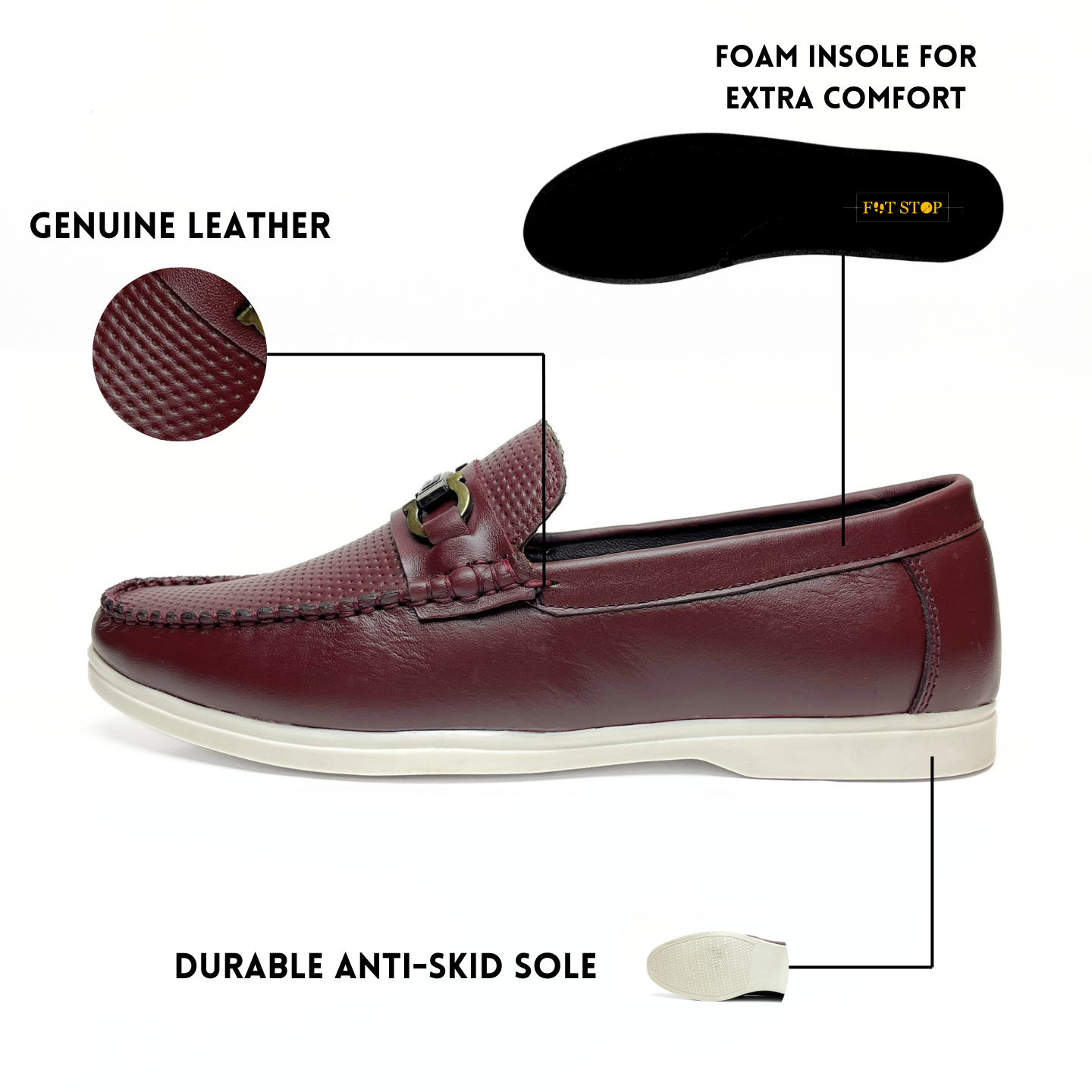 Elegant Maroon Leather Loafers for Men - Premium Style & Comfort