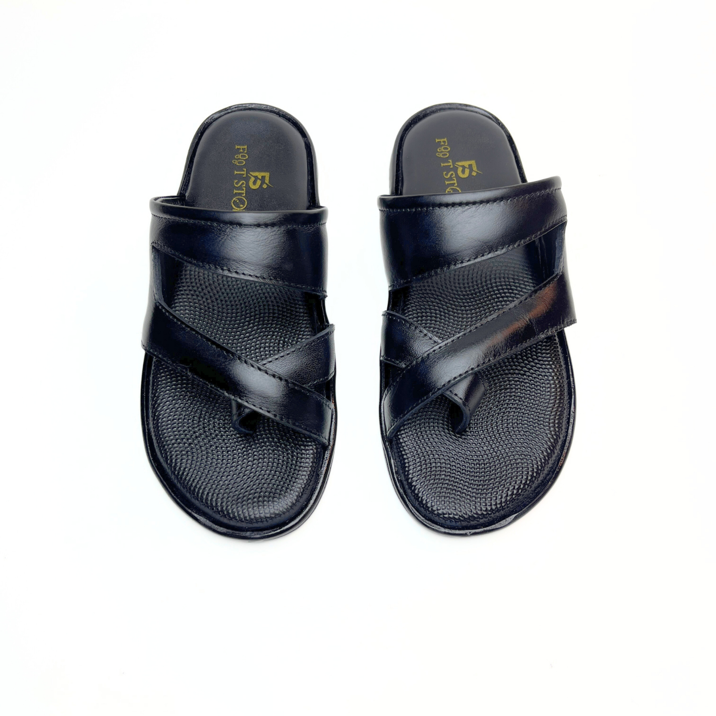 Cross Thumb Strap Leather Slippers