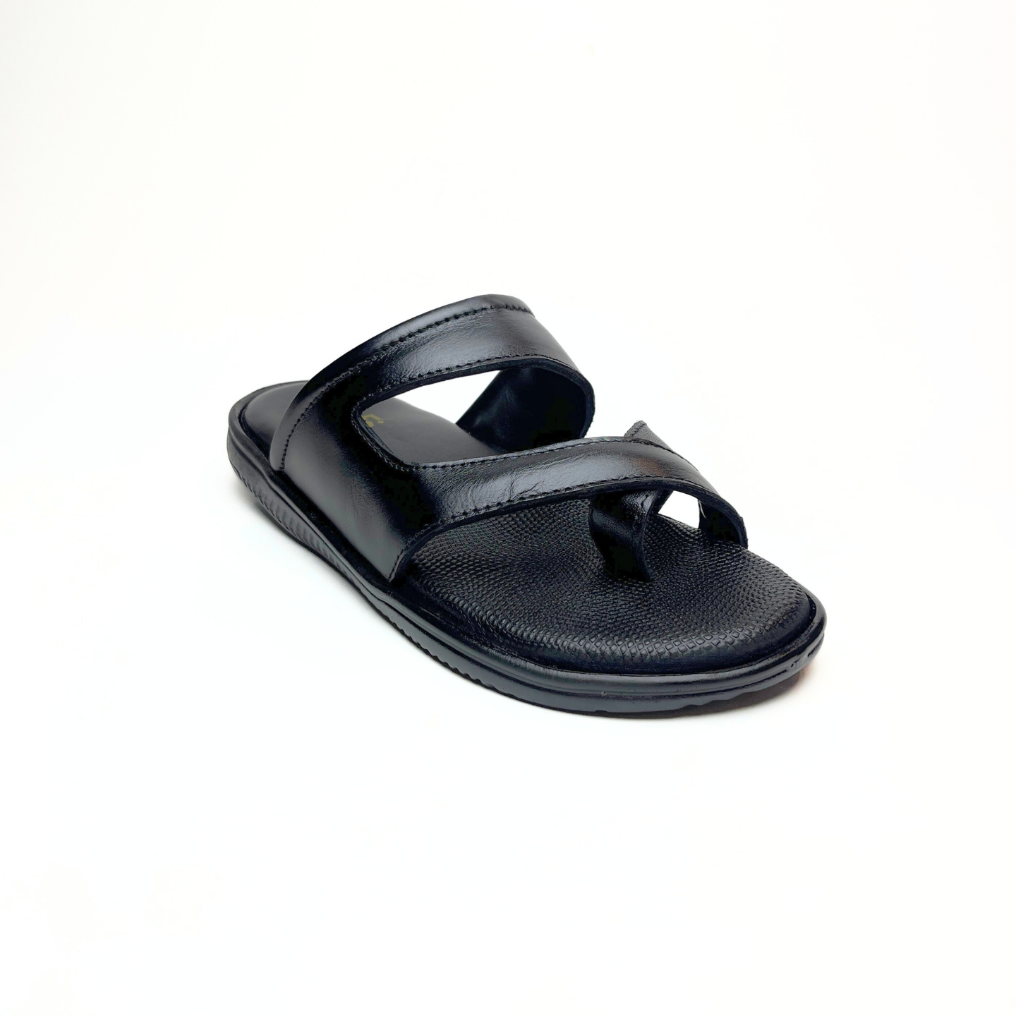 Cross Thumb Strap Leather Slippers