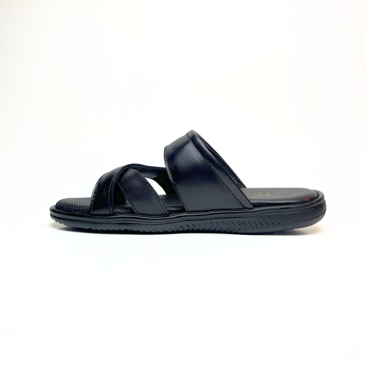 Cross Thumb Strap Leather Slippers