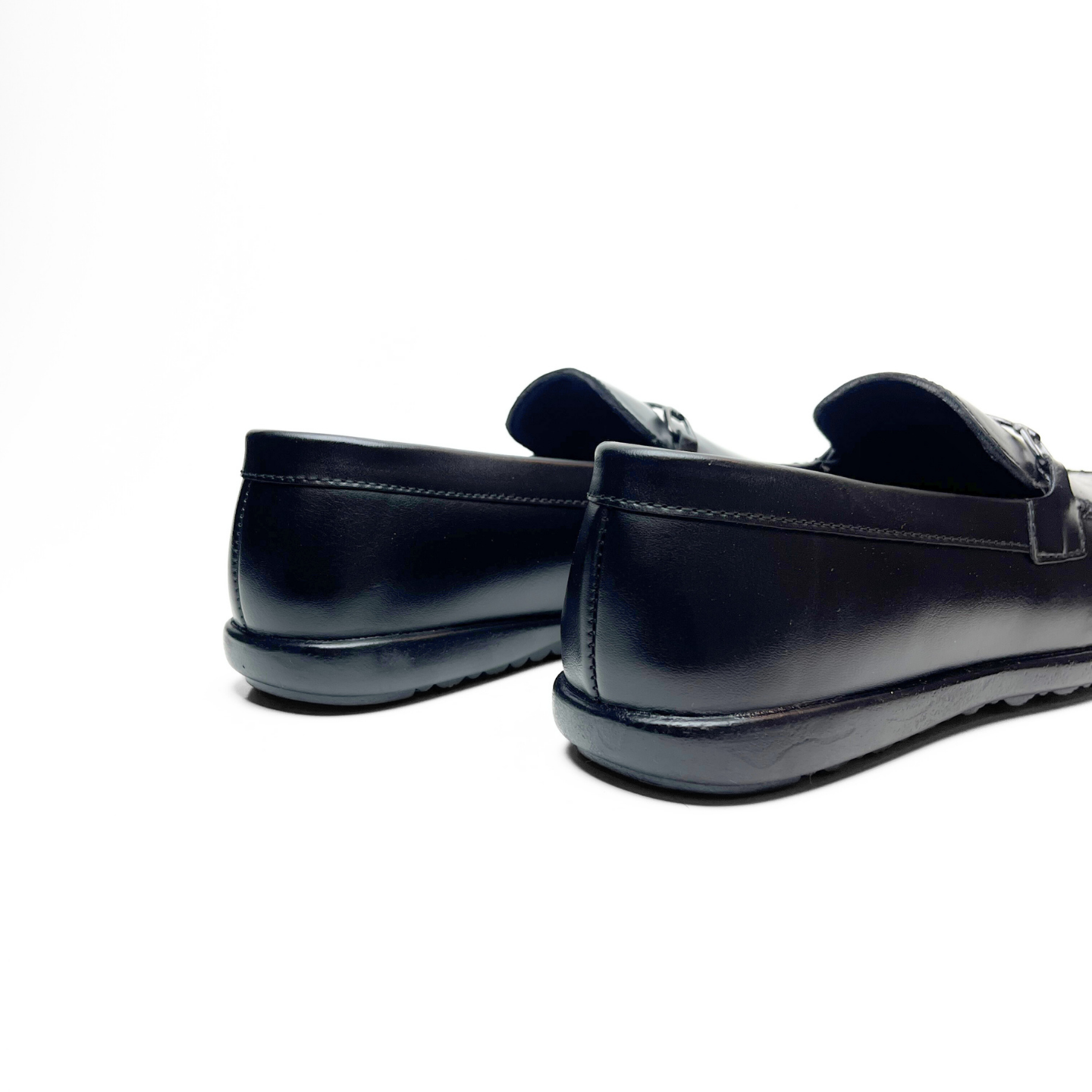 Shiny Buckle Loafers in Black