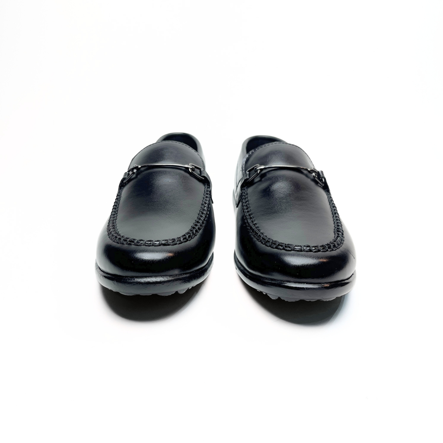Shiny Buckle Loafers in Black