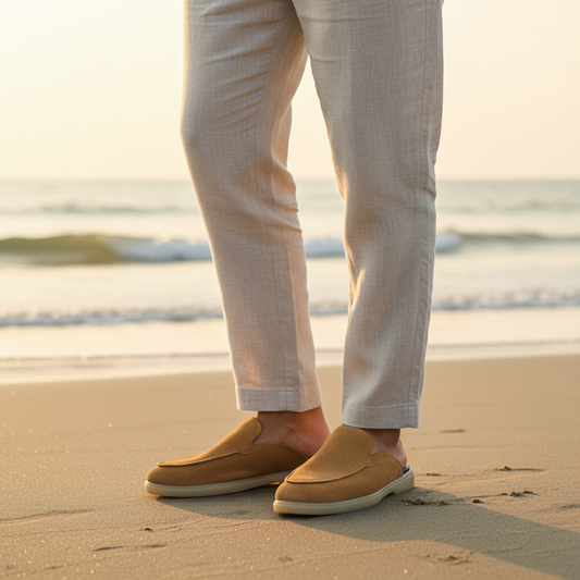 Old Money Suede Leather Mules (Tan)