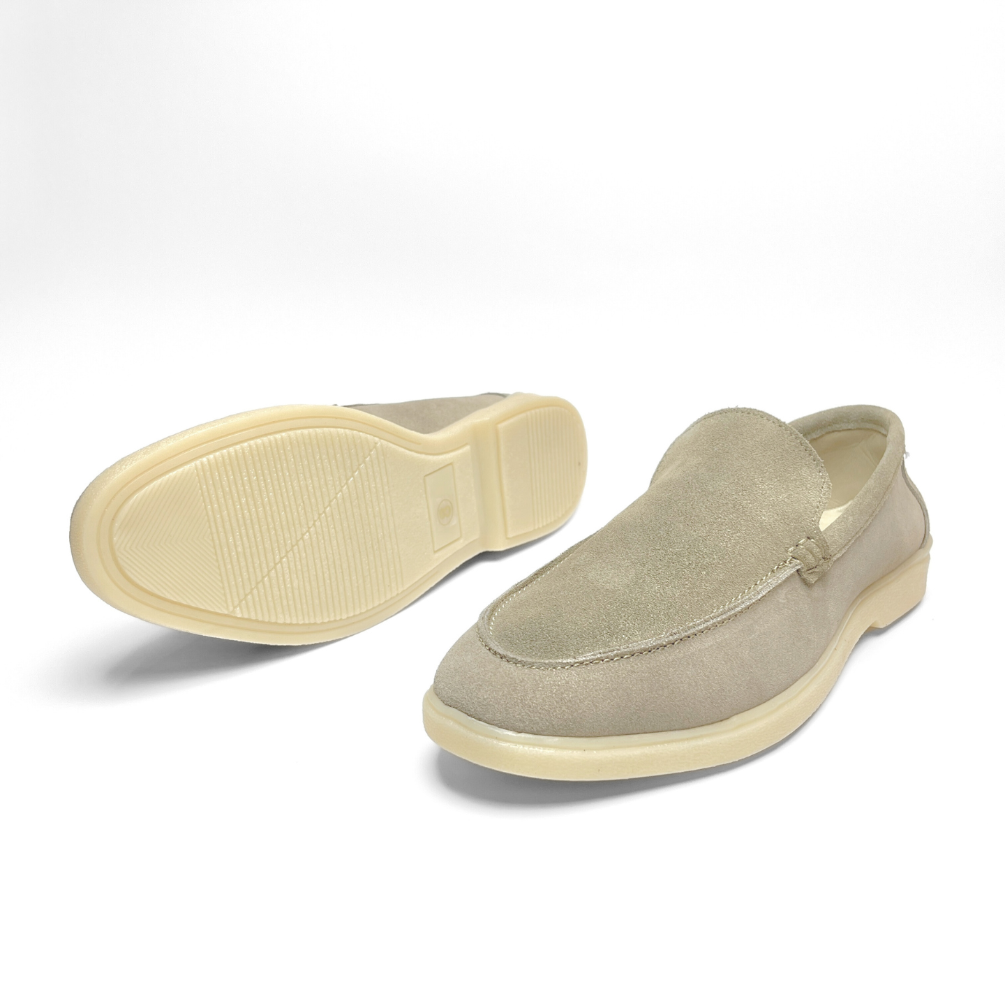 Old Money Suede Leather Loafers (Cream)