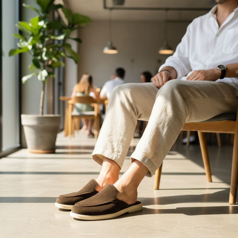 Old Money Suede Leather Mules (Brown)