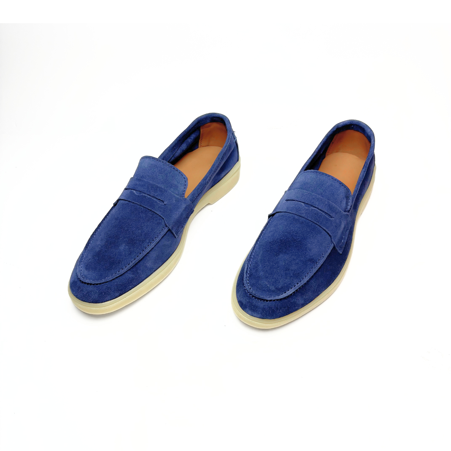 Old Money Suede Leather Loafers (Navy Blue Strap)