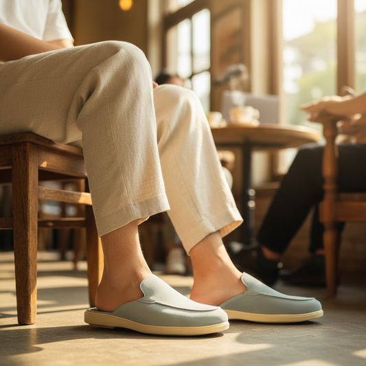 Old Money Suede Leather Mules (Sky blue)