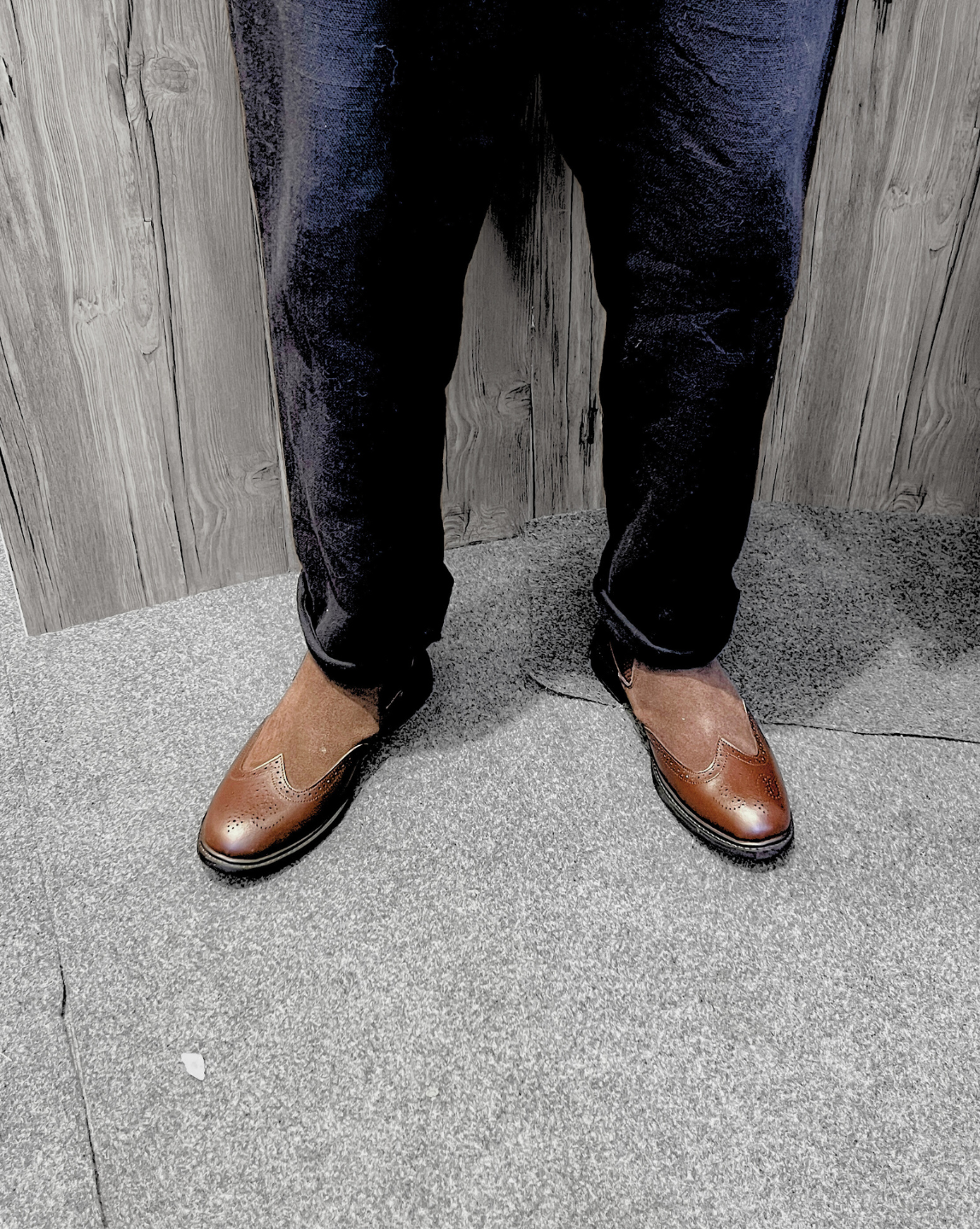 Leather Chelsea Brogue Boots (Brown)