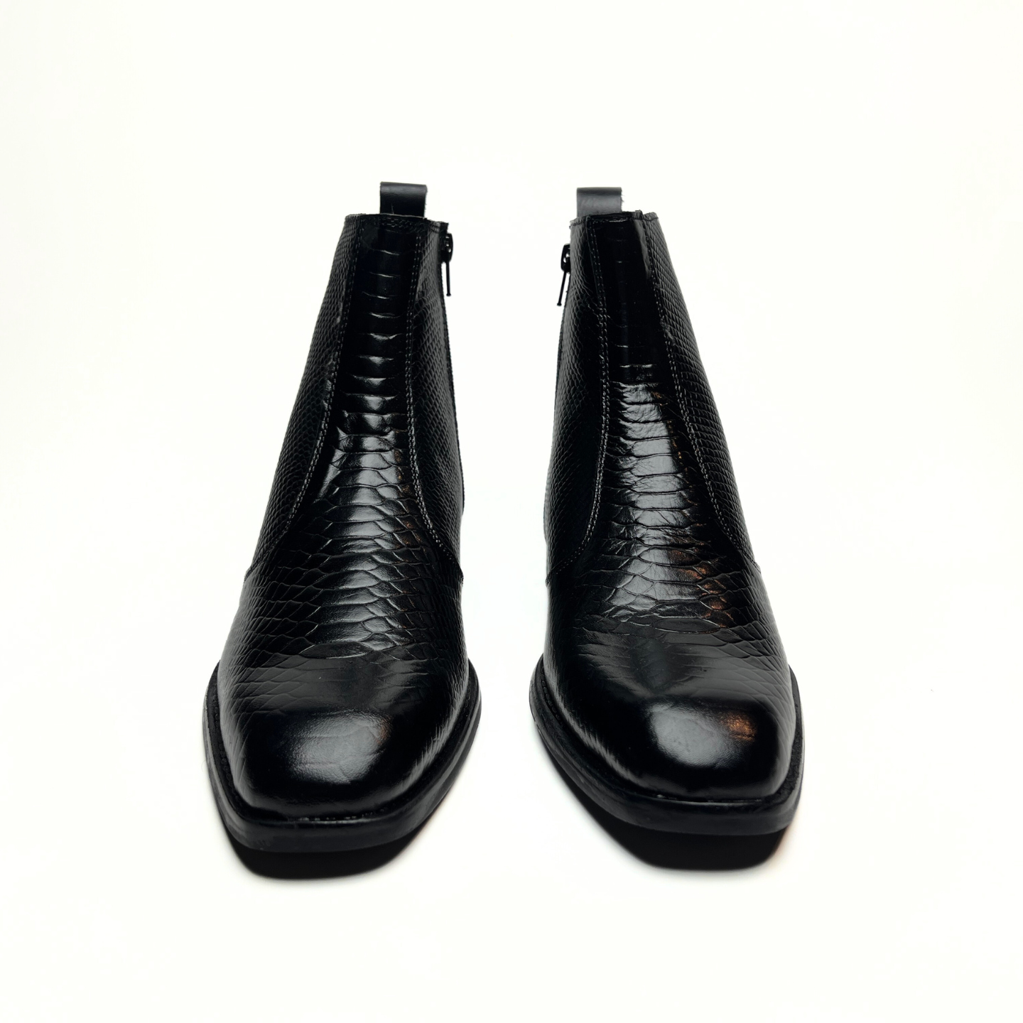 Croco Italian Chelsea Boots with Side Chain (Black)(bl-501)