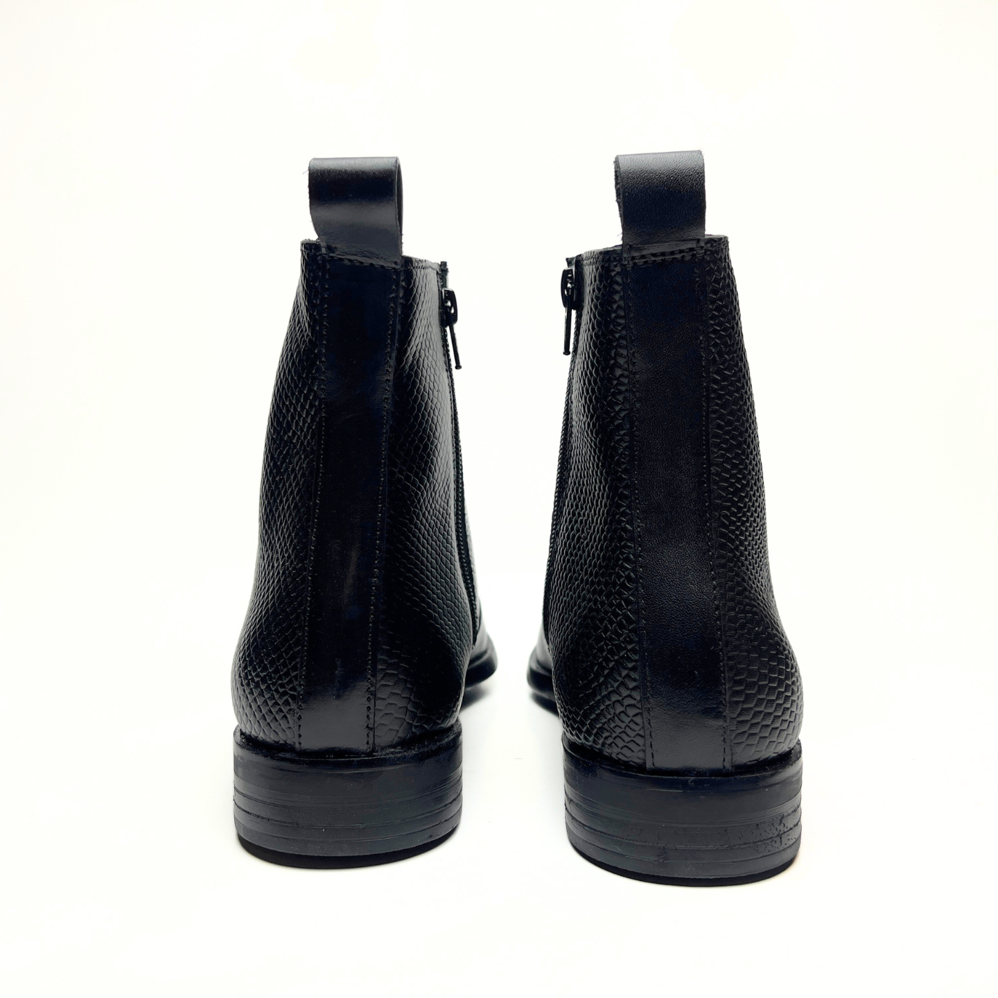 Croco Italian Chelsea Boots with Side Chain (Black)(bl-501)