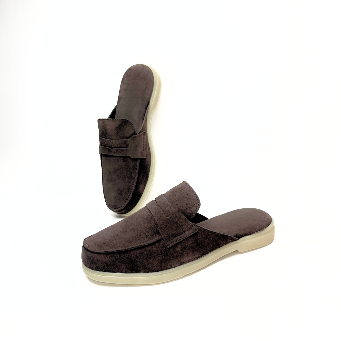 Old Money Suede Leather Mules (Brown)
