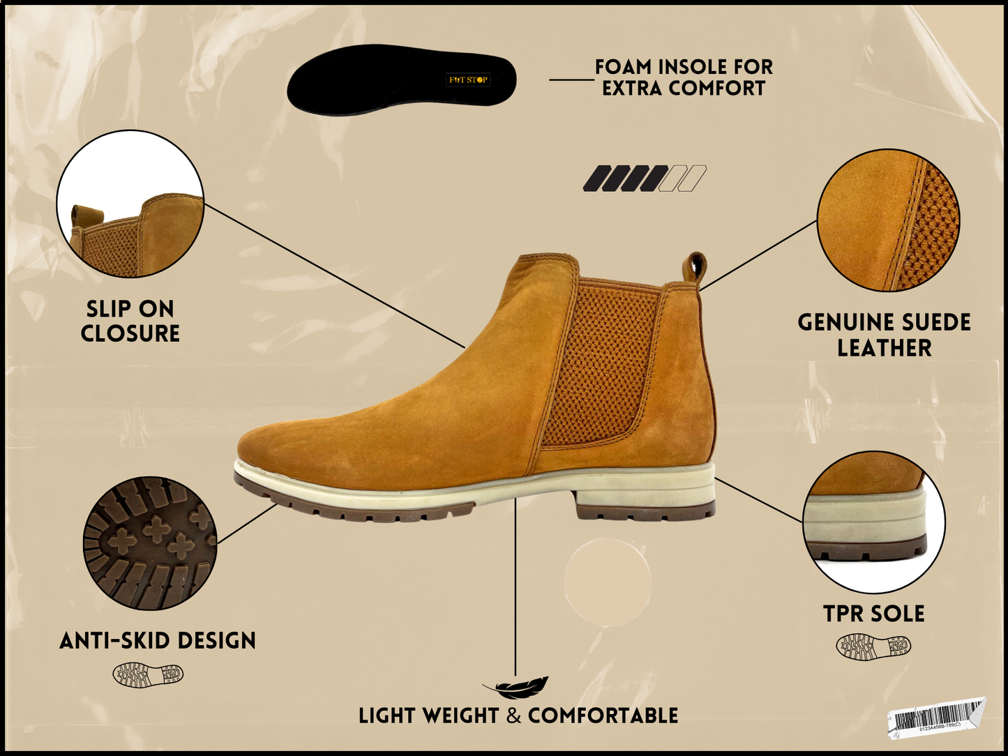 Original Chelsea BREWSTER Slip-on Boots Genuine Smooth Suede leather for Men (CB 2802)