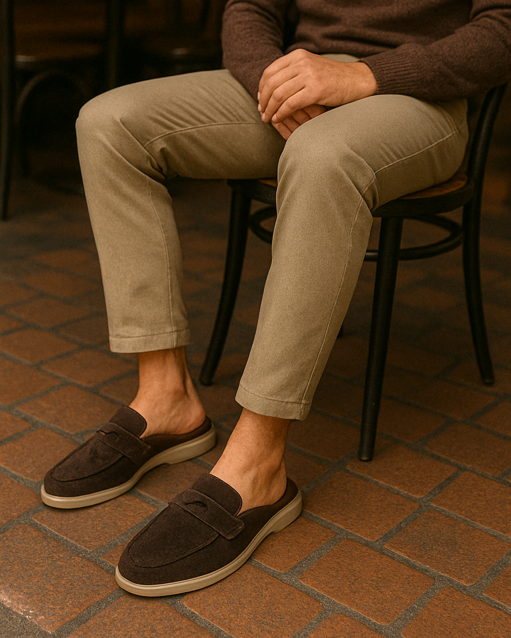 Old Money Suede Leather Mules (Brown)