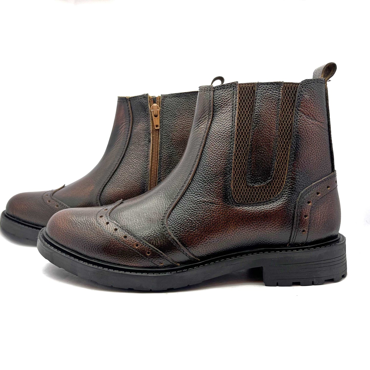 Mens MARSHAL Classic Full Grain Leather Chelsea Boot with Chain (2867)
