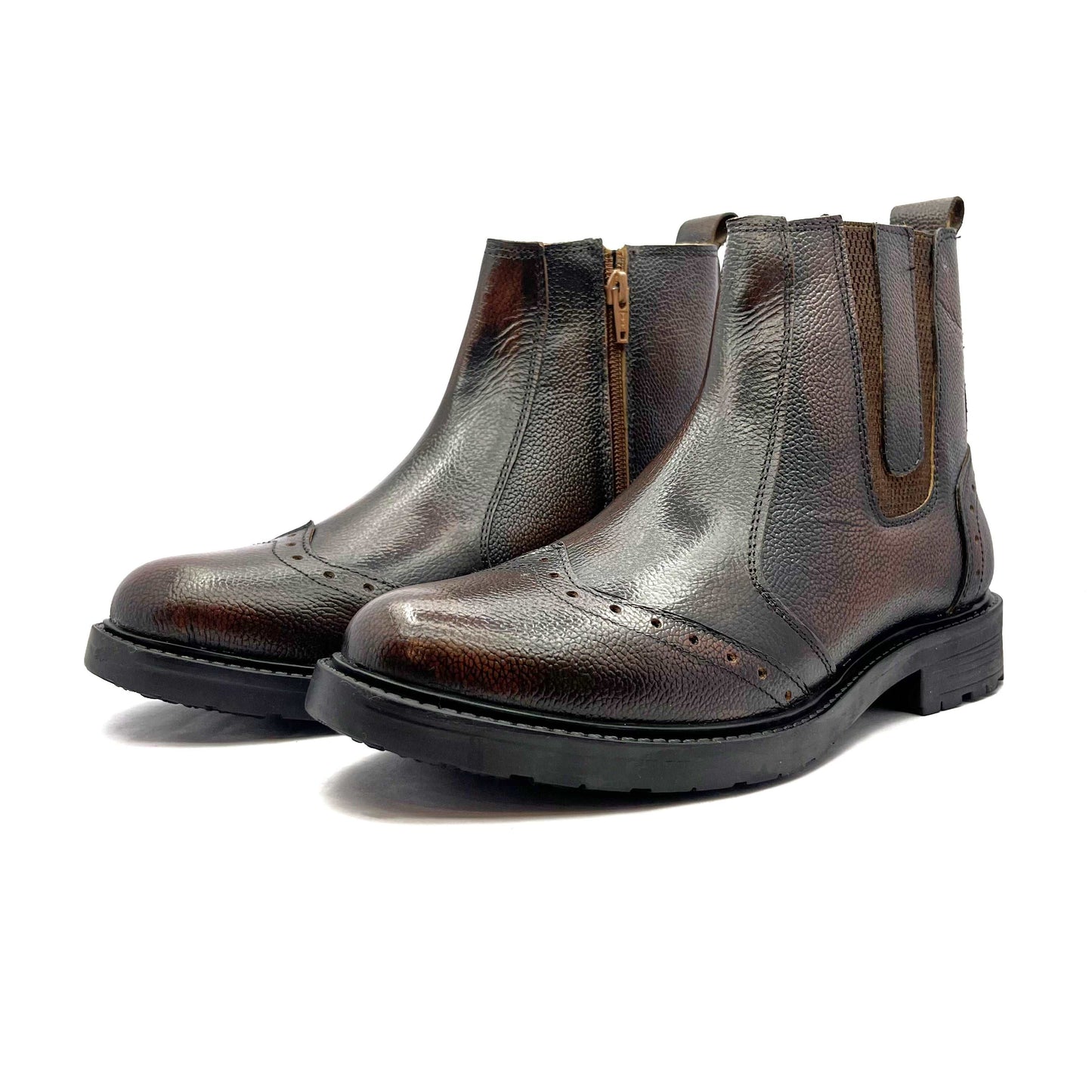 Mens MARSHAL Classic Full Grain Leather Chelsea Boot with Chain (2867)