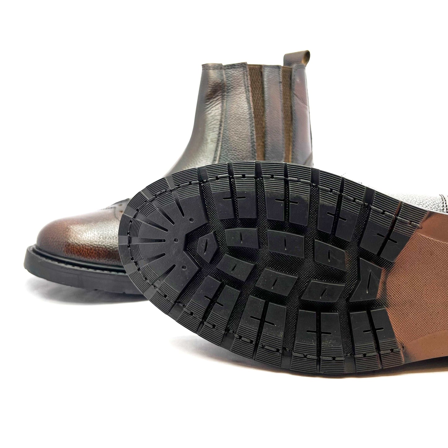 Mens MARSHAL Classic Full Grain Leather Chelsea Boot with Chain (2867)