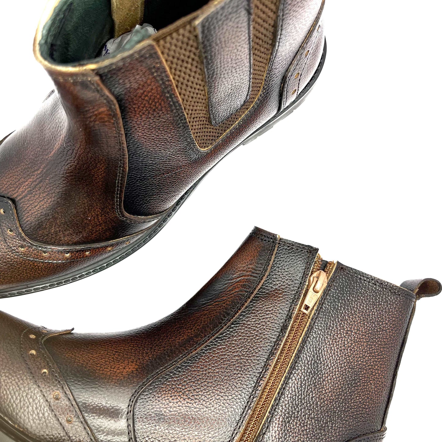 Mens MARSHAL Classic Full Grain Leather Chelsea Boot with Chain (2867)