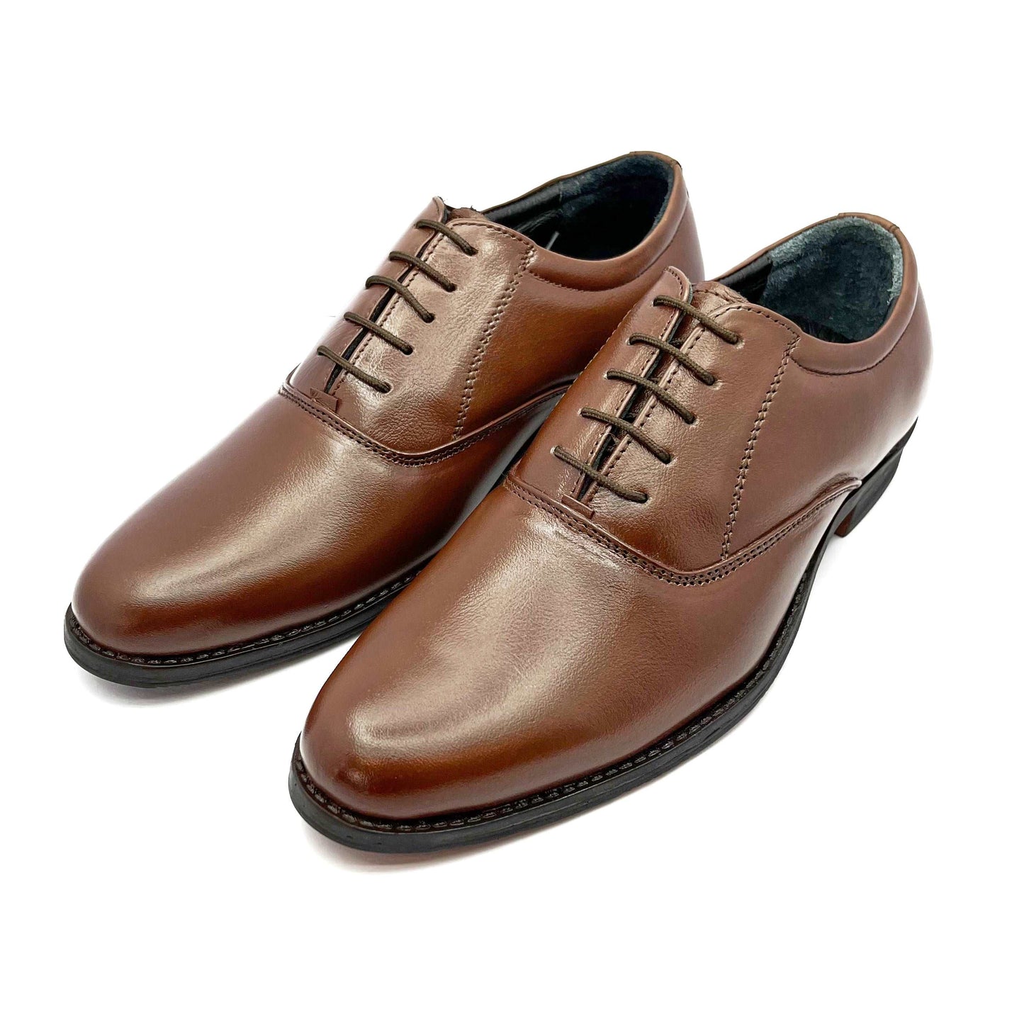 Handcrafted Oxford Black Formal Lace-up Derby Shoes (Brown)